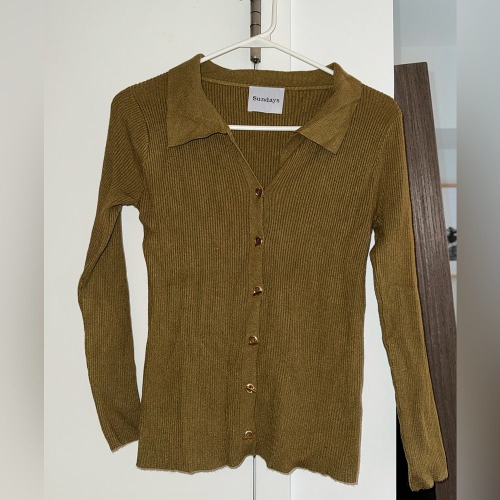 Sundays Olive Ribbed Top
